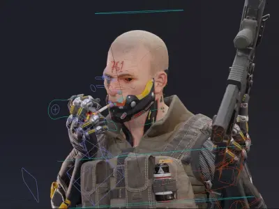 Sci-fi Soldier Riged Low-poly 3D model