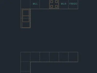 Dynamic L-Shaped Kitchen Cabinet Block - Adjustable  3D model