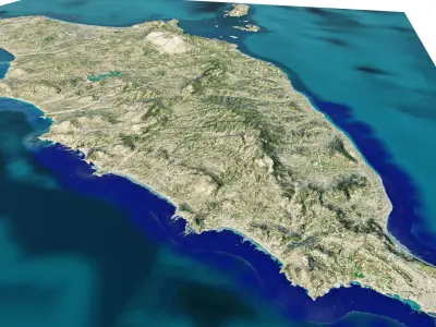 Rhodes Island full 3d model terrain 3D model