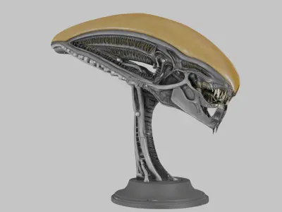 Alien Xenomorph Elongated Skull Head Bust High-Poly Sci-Fi  3D model