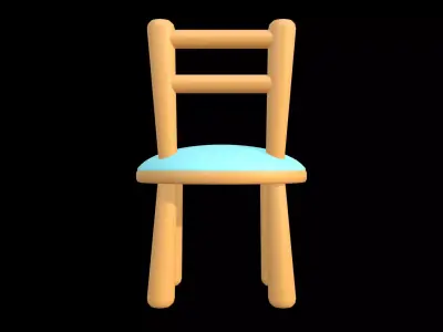 Cartoon Stylized Soft-Edge Chair Cute Minimalist 3D Model 3D model