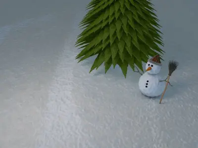 Snowman with broom 3D model