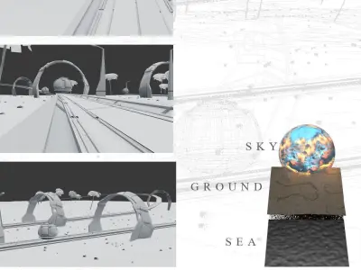 Sci fisland SET cheap version Low-poly 3D model