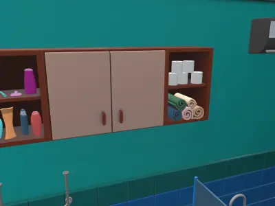 Isometric cartoon bathroom 03 3D model