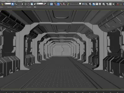 SCI FI INTERIOR SCENE SPACE SHIP Low-poly 3D model
