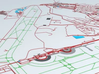 Rio De Janeiro Galeao GIG Airport  Roads Buildings Public Trans 3D model