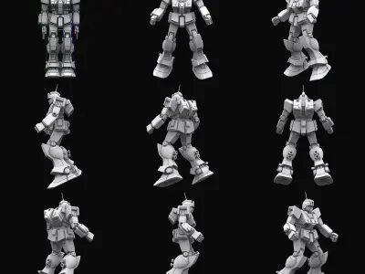 Gundam mobile suit Earth federation collection 3D model