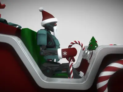 Xmas Robo Santa Sleigh 2023 Low-poly 3D model