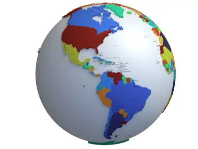 Earth Countries with Names Globe  Low-poly 3D model