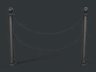 Street Bollard 10 PBR Game Ready Low-poly 3D model