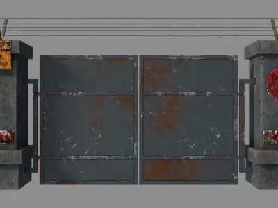 RoadBlock Gates Low-poly 3D model