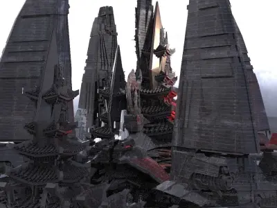 Cyberpunk Emperor Towers Kit bash 2 3D model