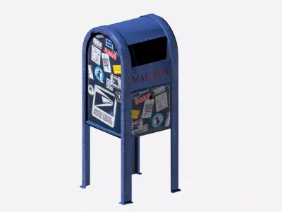 Outdoor street mailbox type garbage dust bin Low-poly 3D model