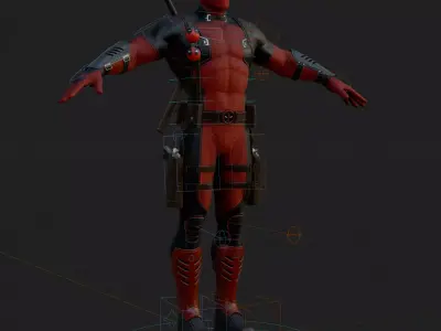 Deadpool 3D Model Rigged PBR Blender FBX OBJ Low-poly 3D model