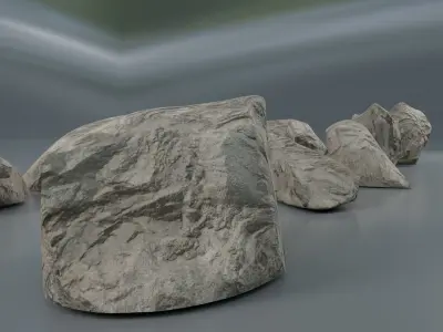 Rocks set 2 in row Low-poly 3D model