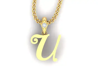 Alphabet V3 Light Gold  Font Pendant U 3D print model