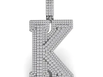 Alphabet Latter K Diamond Pendent 3D print model