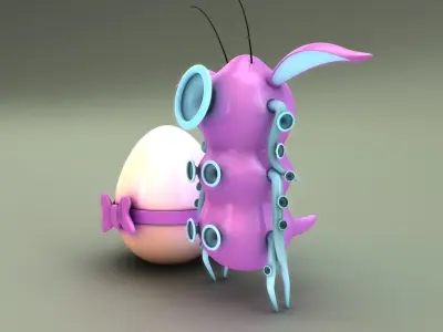 Alien Bunny Happy Easter 3D model