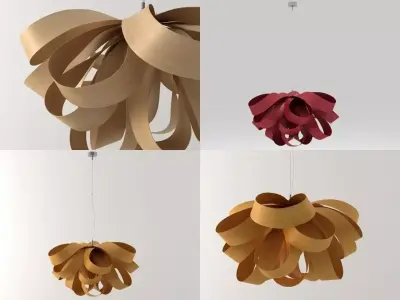 Agatha pendant lamp made from paper ribbons 3D model