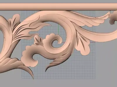 Furniture decorative corner flower 3D STL model for CNC E869 3D model