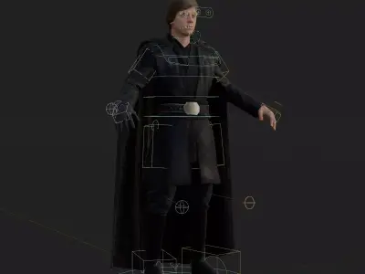 Luke Skywalker 3D Model Mandalorian Rigged Cape Blender FBX OBJ Low-poly 3D model