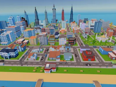 City - Low Poly Asset Pack by Ake Low-poly 3D model