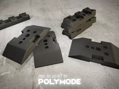 Low poly Road Fence Plastic Base PBR Game-ready Low-poly 3D model