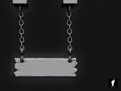 Keep Out Wooden Sign 3D model