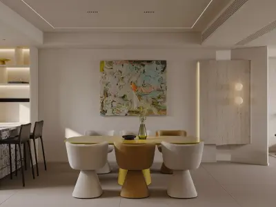 warm and cozy living room 3D model