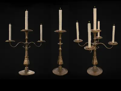 Ornamented Candles Collection 3D Model Pack