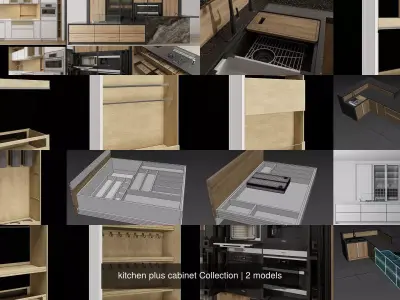 kitchen plus cabinet Collection 3D Model Pack