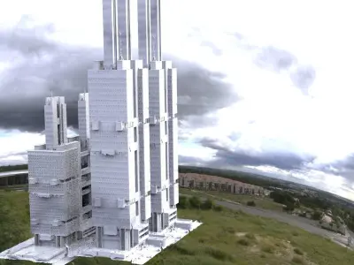 Russian Modern architecture block brutalist 3D model 3D model