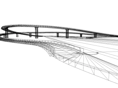 T Shape Highway Interchange Low-poly 3D model
