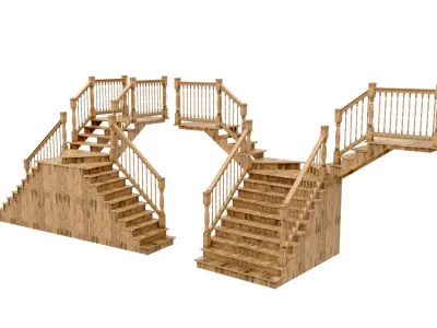 Wood Stair 3D model