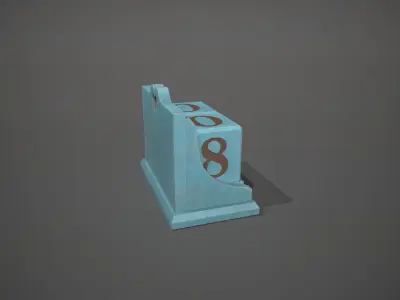 Light Blue Perpetual Wooden Block Calendar Low-poly 3D model