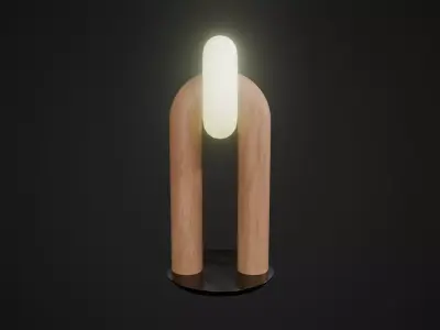Wooden Dimmable Table Lamp Low-poly 3D model
