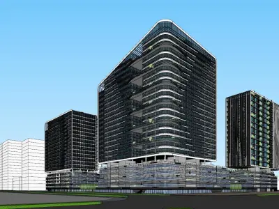 SU model of Wujiang Lot A office park building 3D model