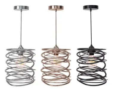 Black Metal Spiral Shade Pendant Light 3D model