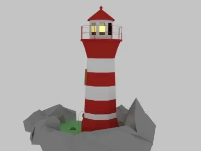 Low Poly Lighthouse Low-poly 3D model