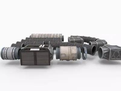 Sci-Fi Ventilation System Carbon Low-poly 3D model