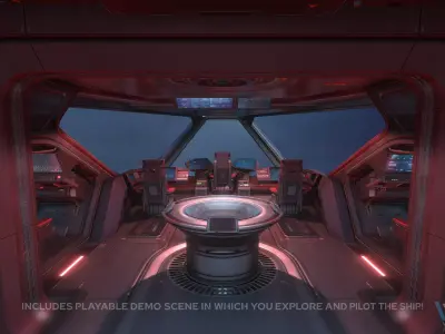 Minerva - Spaceship with Interior Low-poly 3D model