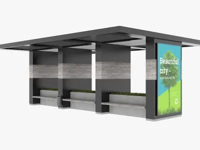 Street Pergola with Bench 3D model