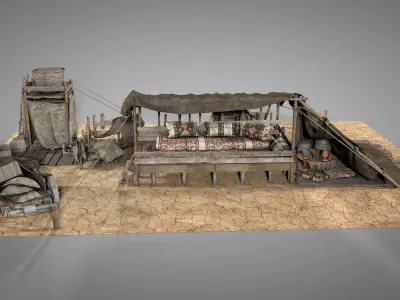 Wooden Desert Shelter 3D model