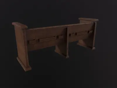 Church Pew 3D Model Low-poly 3D model