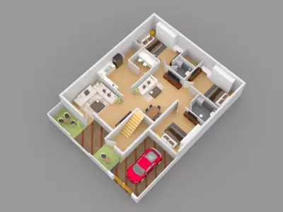 Perspective Inteior 3d view Low-poly 3D model