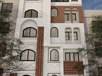 5 Story Building Facade Design 3D model