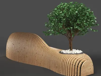 bench737 bench made from corrugated cardboard 3D model