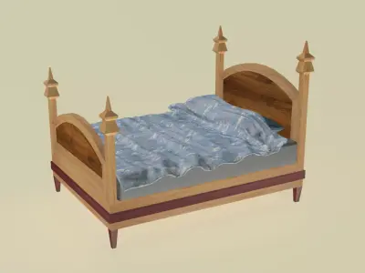 Wooden classical sleeping bed 3D model