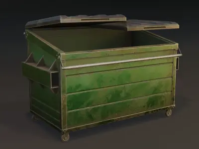 Dumpster Openable Lids Game-Ready Low-poly 3D model