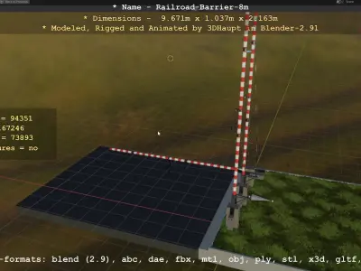 Railroad Barrier 8m High-Poly 3D model